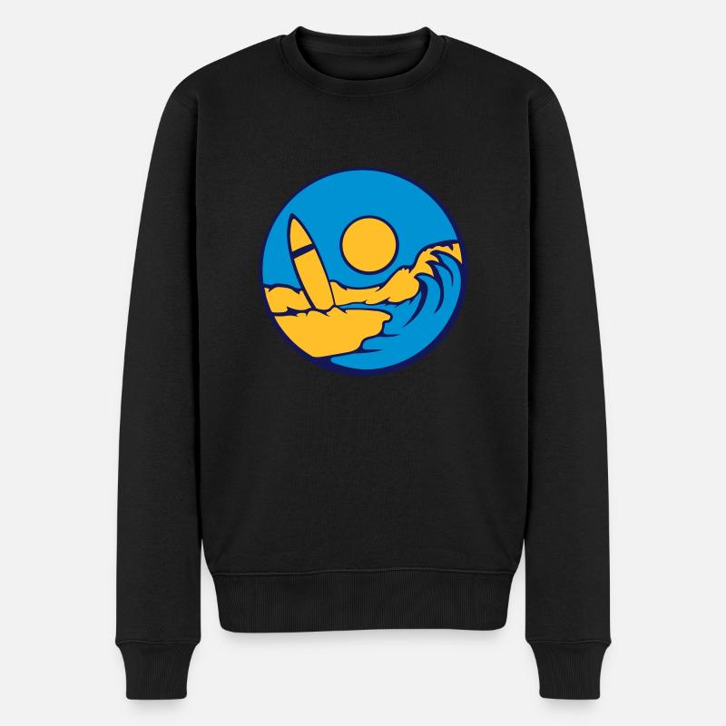 Surfbrett Strand Welle - Männer Premium Bio Pullover - Schwarz