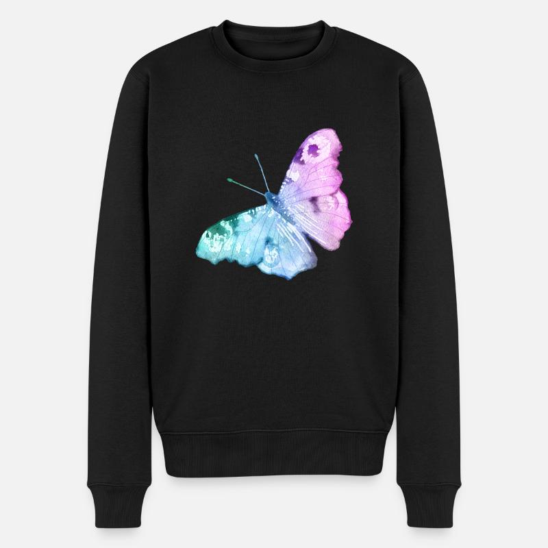 Schmetterling - Männer Premium Bio Pullover - Schwarz