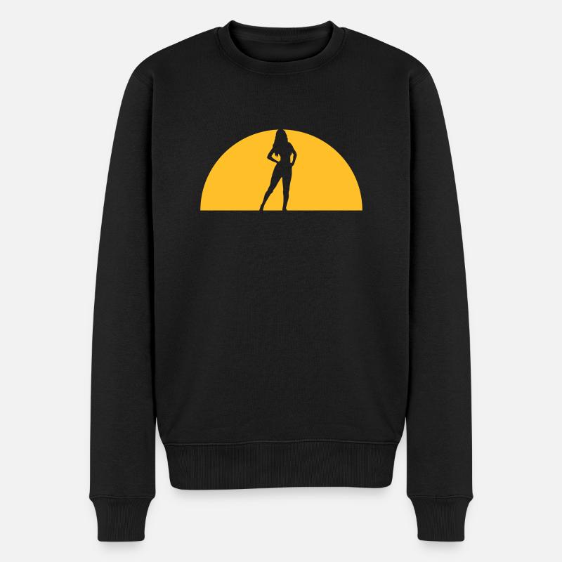 Abendsonne Frau Sexy - Männer Premium Bio Pullover - Schwarz