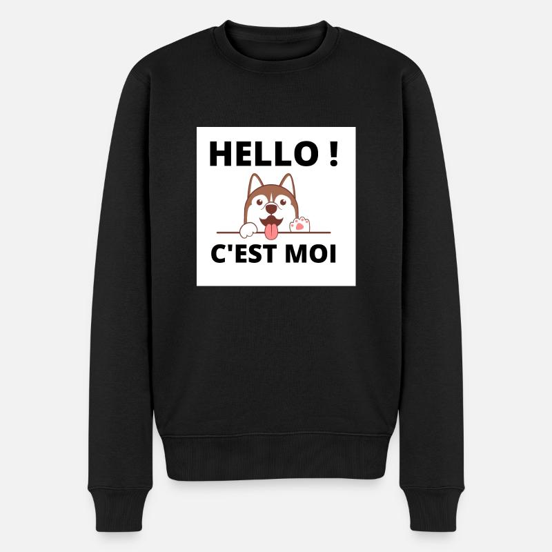 chien qui dit bonjour - Pull Premium bio Homme - noir
