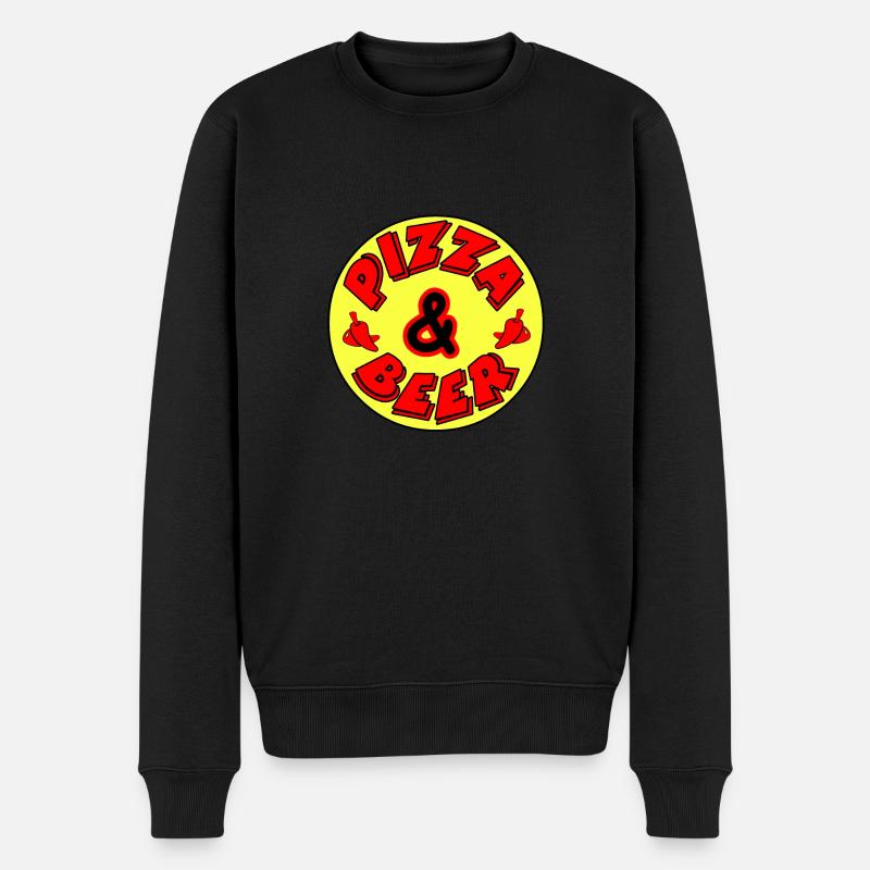 Pizza - Männer Premium Bio Pullover - Schwarz