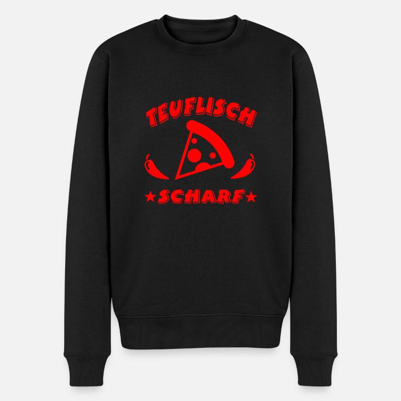 Pizza - Männer Premium Bio Pullover - Schwarz
