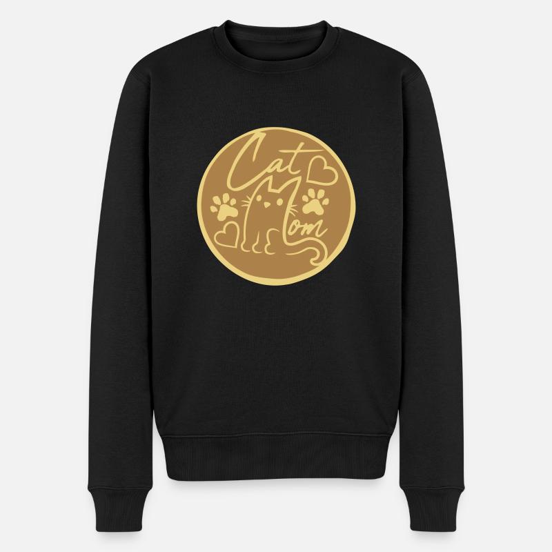 Rundes Logo Cat Mom - Männer Premium Bio Pullover - Schwarz