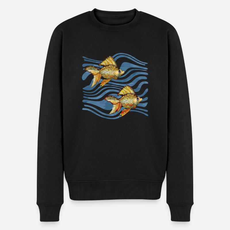 Fische - Männer Premium Bio Pullover - Schwarz
