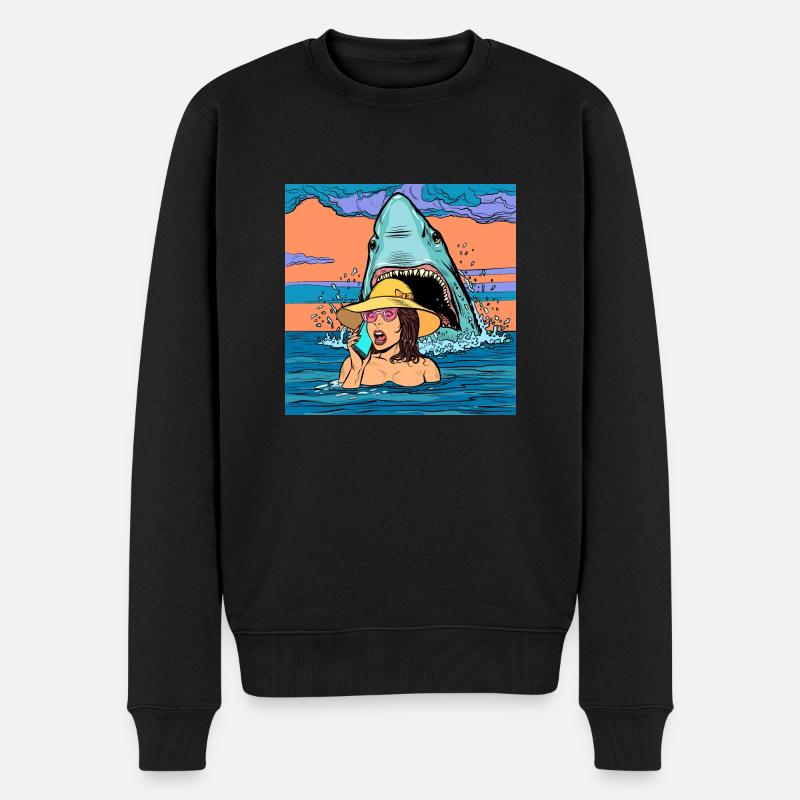 Shark Girl - Männer Premium Bio Pullover - Schwarz