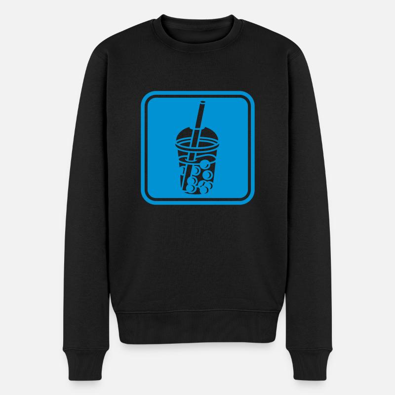Button Schild Bubble Tea - Männer Premium Bio Pullover - Schwarz