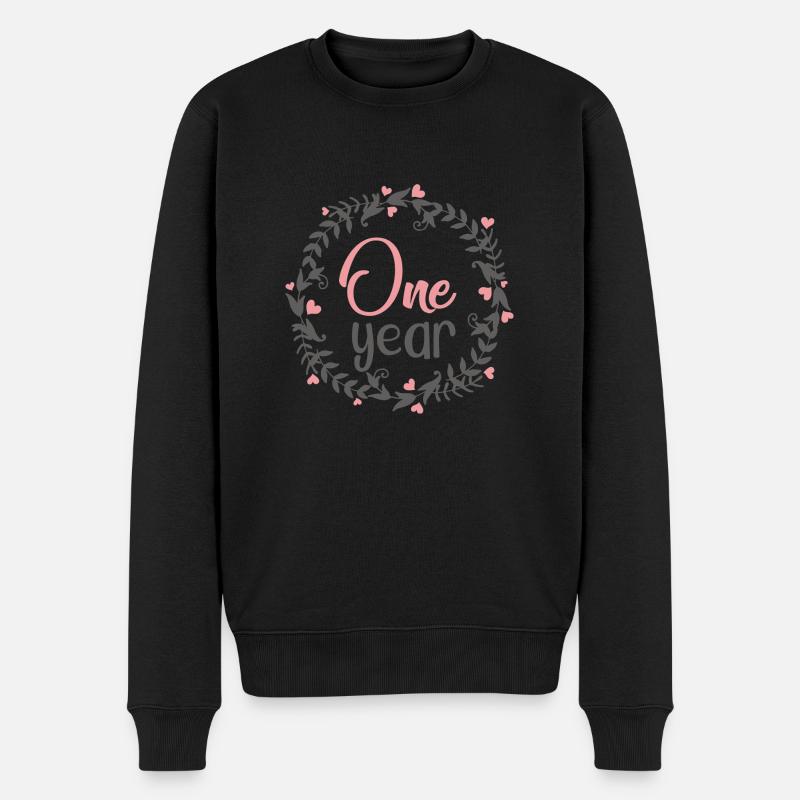 ONE YEAR MILESTONES HEART - Männer Premium Bio Pullover - Schwarz