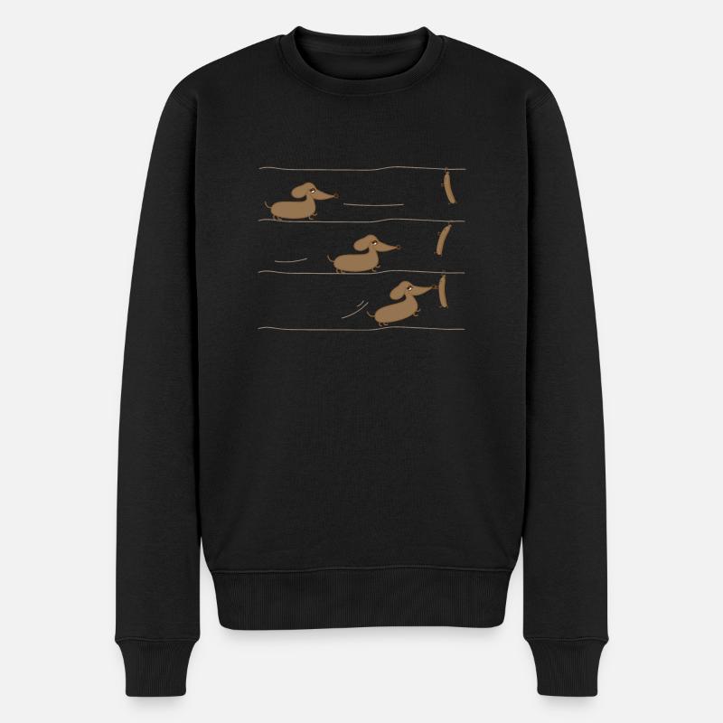 Dackel und Würstchen - Männer Premium Bio Pullover - Schwarz