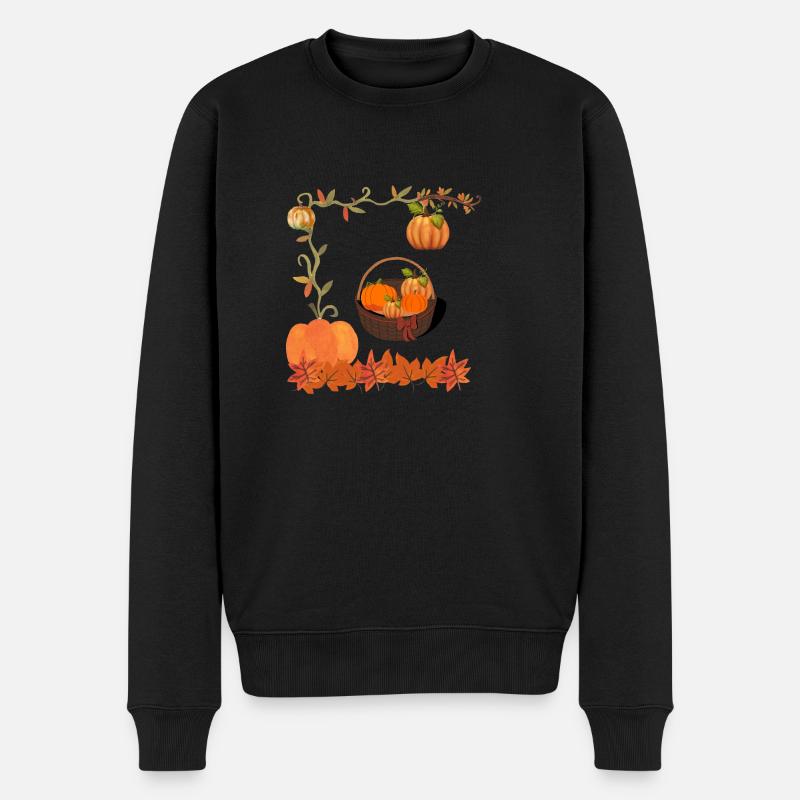 Kürbis im Korb - Männer Premium Bio Pullover - Schwarz