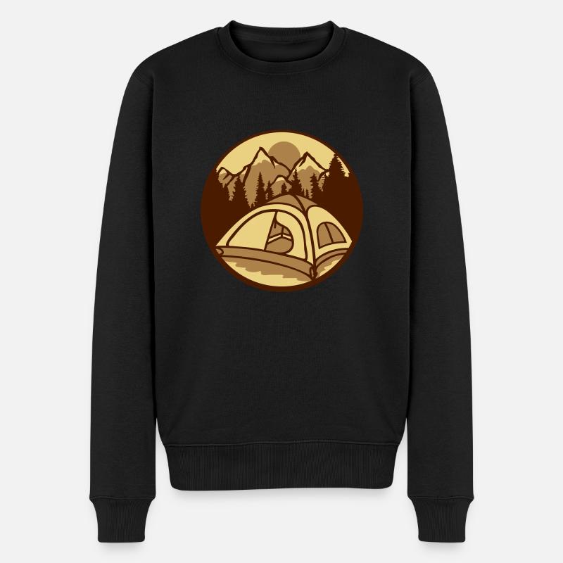 Berge Wald Camper draußen - Männer Premium Bio Pullover - Schwarz