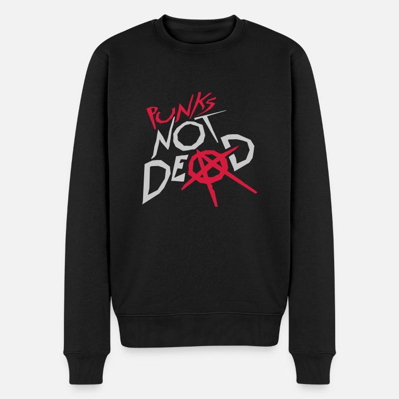 punks not dead Zitat - Männer Premium Bio Pullover - Schwarz