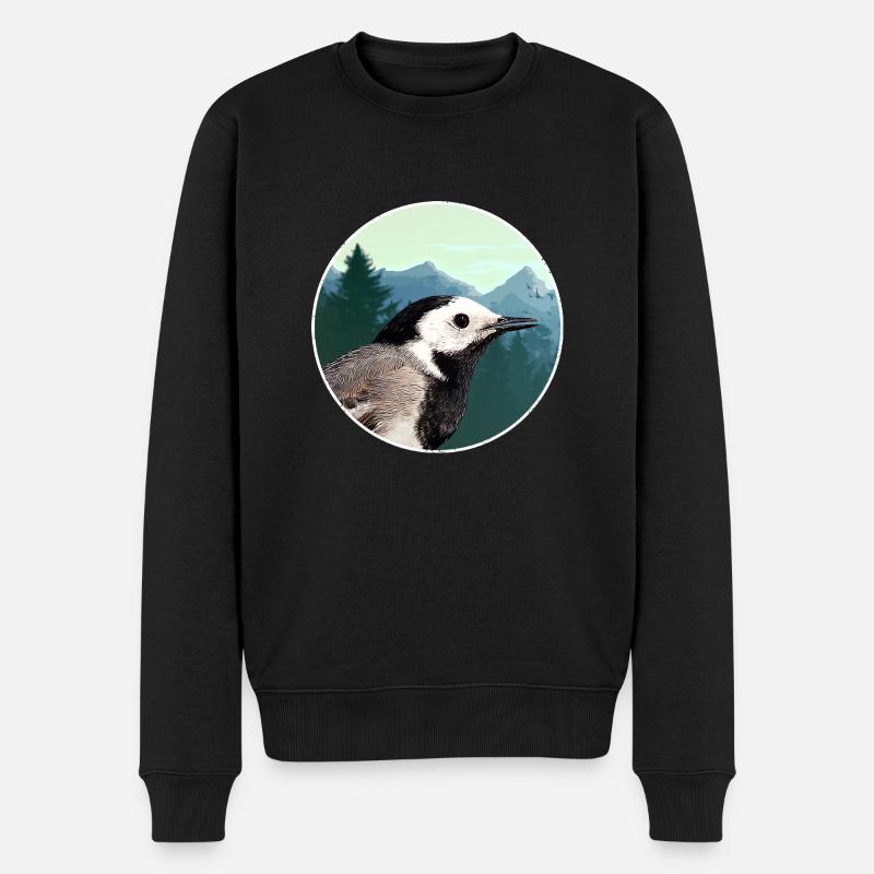 Bachstelze Profil Wald Emblem - Männer Premium Bio Pullover - Schwarz