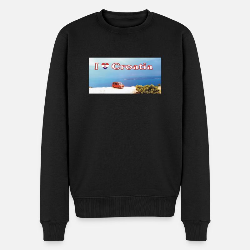 I love Croatia - Männer Premium Bio Pullover - Schwarz