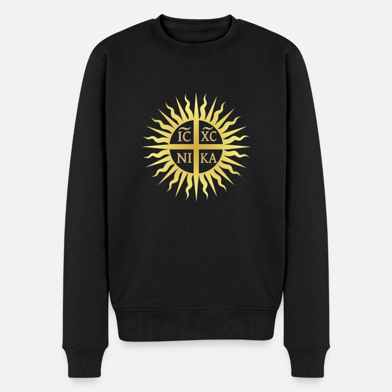 IC XC NIKA Sonne, Kreuz, Sieg, GR, Makedonien - Männer Premium Bio Pullover - Schwarz