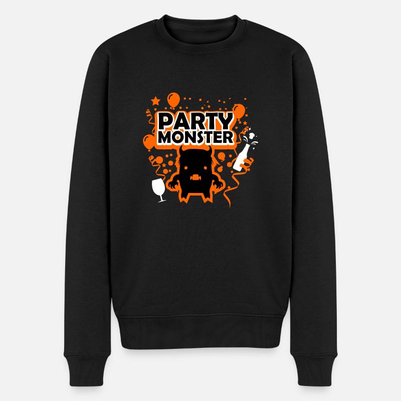 Partymonster orange - Männer Premium Bio Pullover - Schwarz