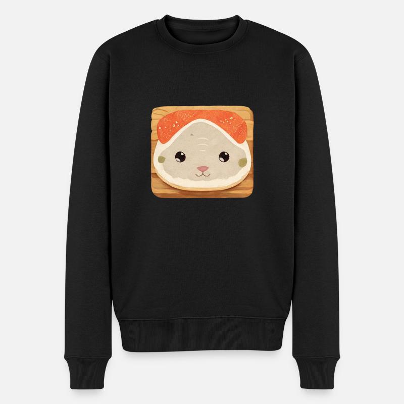 Süße Sushi Maus - Männer Premium Bio Pullover - Schwarz