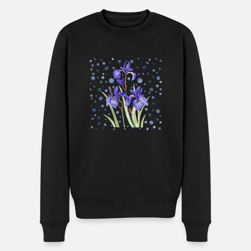 Blumen - Männer Premium Bio Pullover - Schwarz