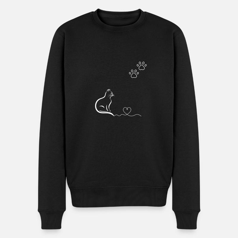 Cat - Männer Premium Bio Pullover - Schwarz