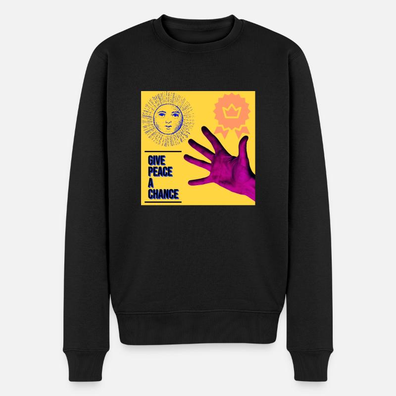 give peace a Chance - Männer Premium Bio Pullover - Schwarz
