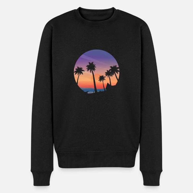 Abendsonne am Strand - Männer Premium Bio Pullover - Schwarz
