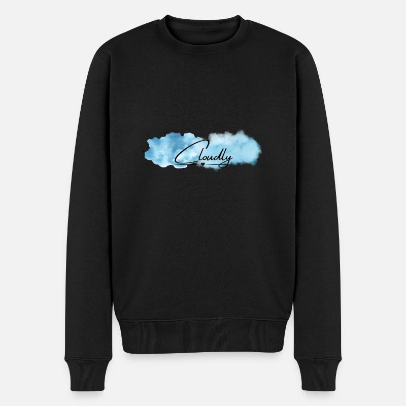 Cloudly - Wolkig - Männer Premium Bio Pullover - Schwarz