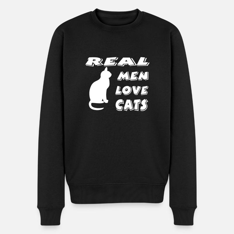 Katzen - Männer Premium Bio Pullover - Schwarz