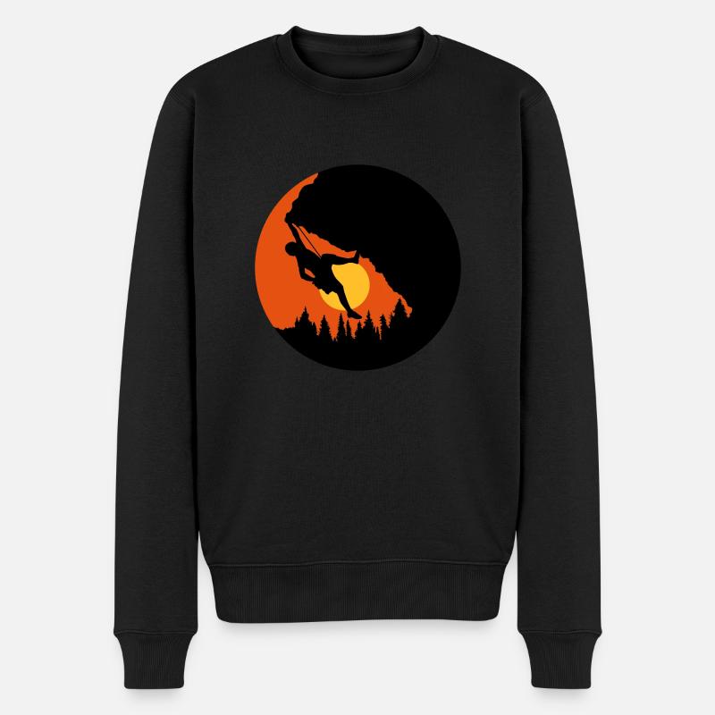 Sonne Abends Klettern Silhouette - Männer Premium Bio Pullover - Schwarz