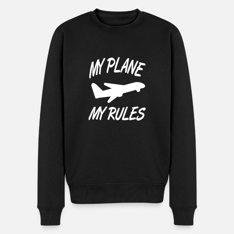 Flugzeug - Männer Premium Bio Pullover - Schwarz
