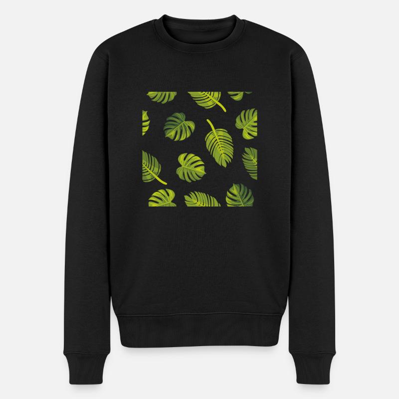 Motif avec feuilles tropicales - Pull Premium bio Homme - noir