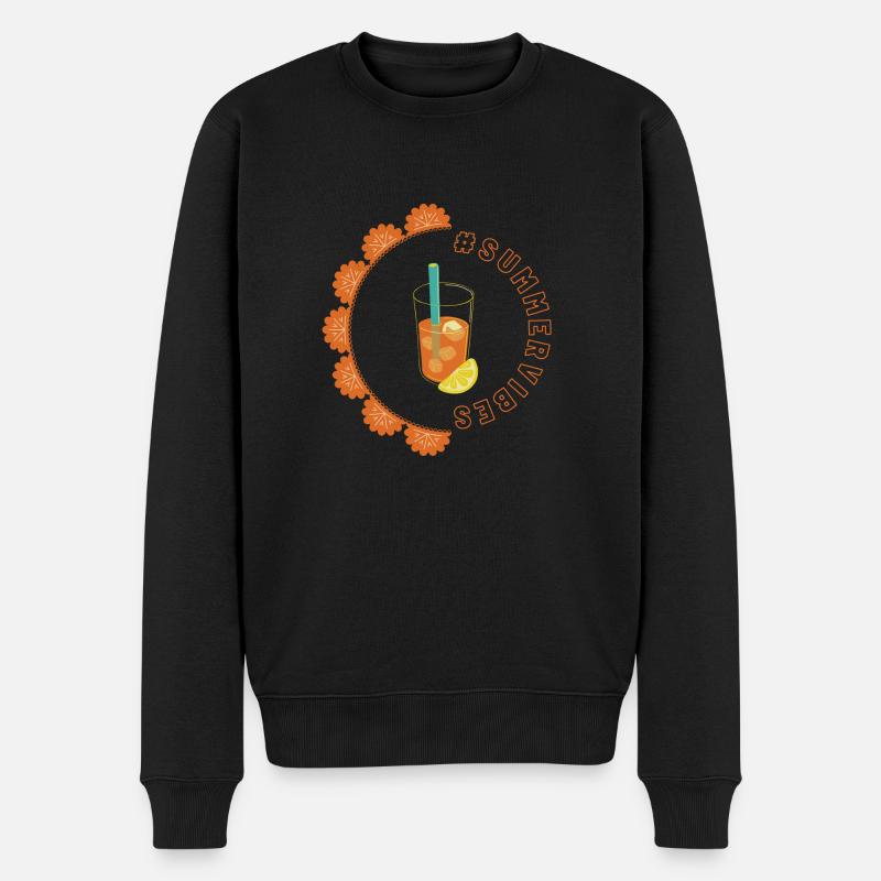 Summer vibes - Pfirsich Design - Männer Premium Bio Pullover - Schwarz