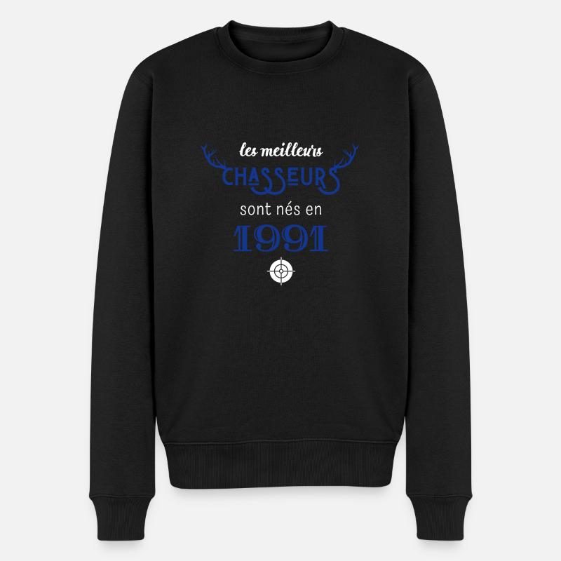 Anniversaire chasseur 1991 - Pull Premium bio Homme - noir