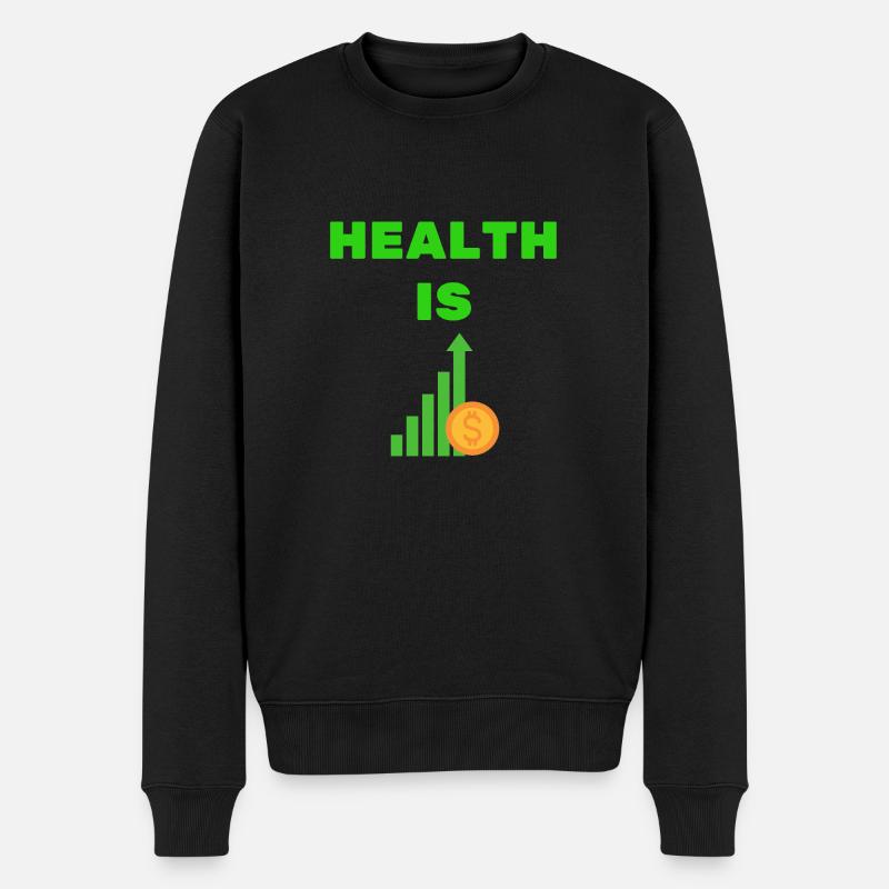 Gesundheitsreichtum - Männer Premium Bio Pullover - Schwarz