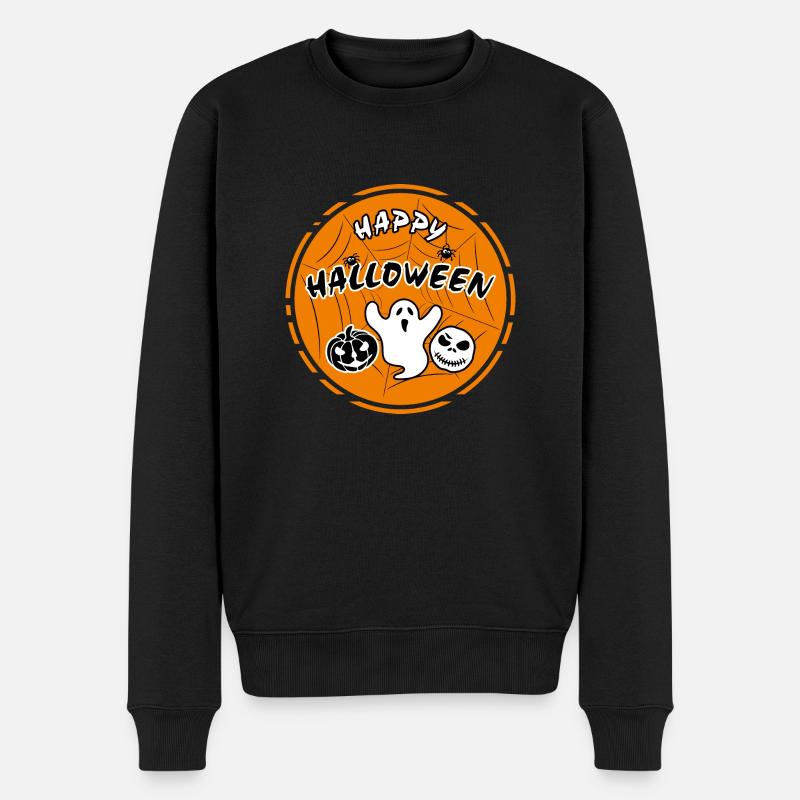Lustiger Halloween Aufkleber für festliche Gestaltung - Männer Premium Bio Pullover - Schwarz