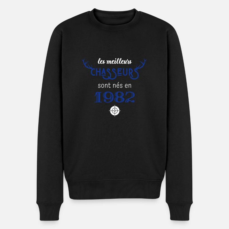 Anniversaire chasseur 1982 - Pull Premium bio Homme - noir