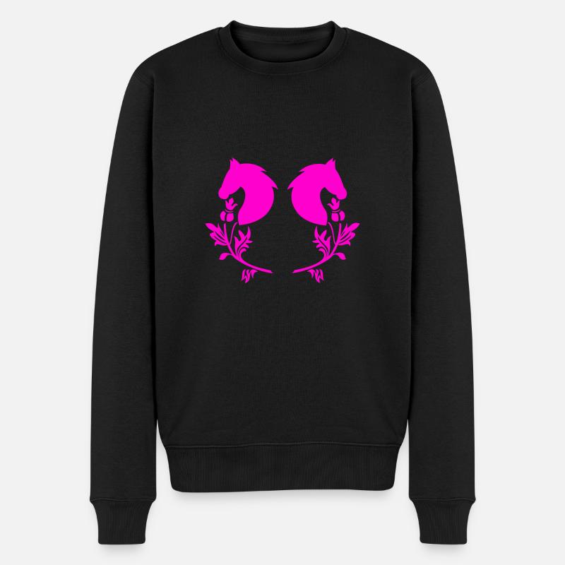 Pferd - Männer Premium Bio Pullover - Schwarz