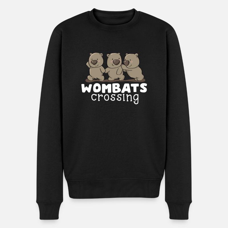 Wombats Crossing - Männer Premium Bio Pullover - Schwarz