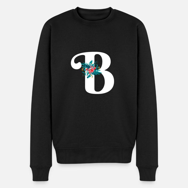 lettre B fleuris - Pull Premium bio Homme - noir