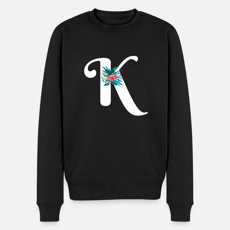 lettre K fleuris - Pull Premium bio Homme - noir