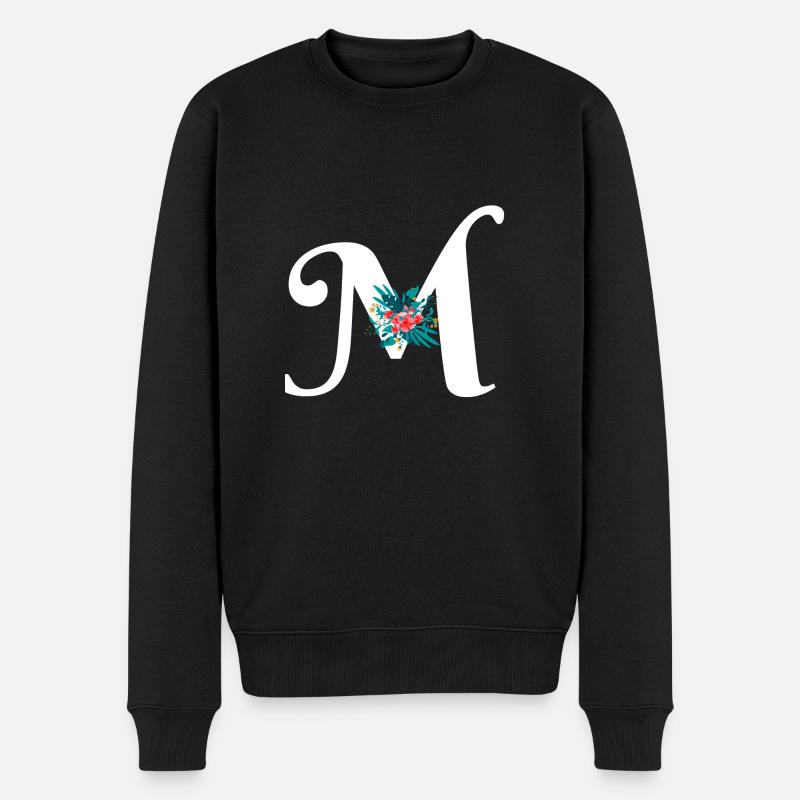 lettre M fleuris - Pull Premium bio Homme - noir