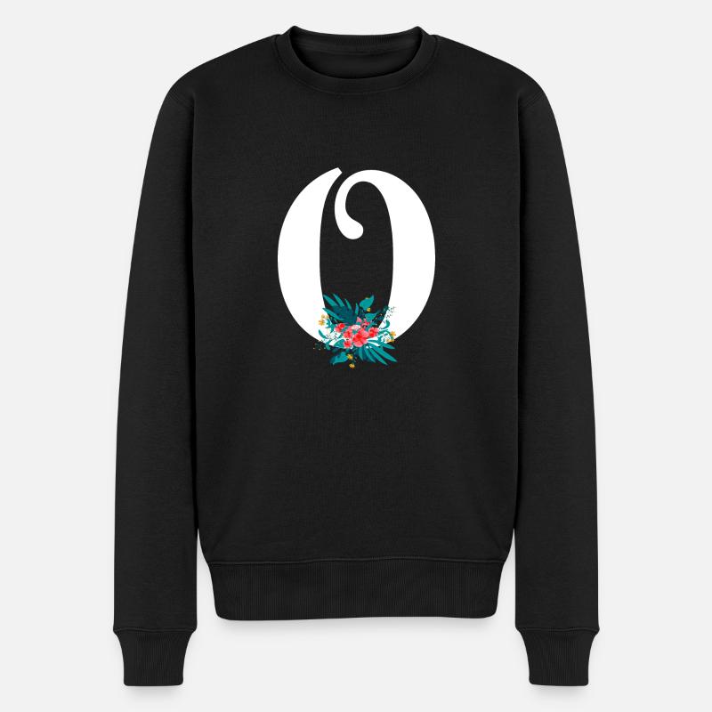 Buchstabe O Blüte - Männer Premium Bio Pullover - Schwarz