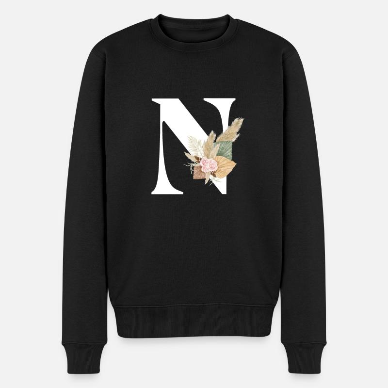 lettre N fleuris - Pull Premium bio Homme - noir