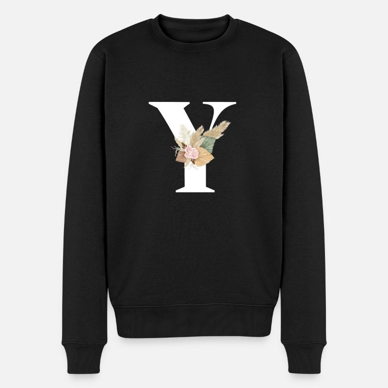 Buchstabe Y Blumen - Männer Premium Bio Pullover - Schwarz