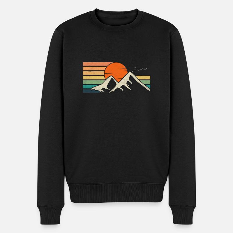 Mountains retro sunset birds - Pull Premium bio Homme - noir