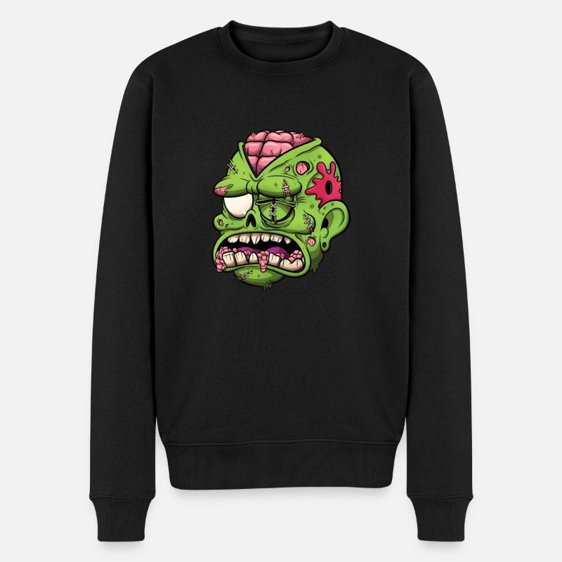 Tête de zombie blessée - Pull Premium bio Homme - noir