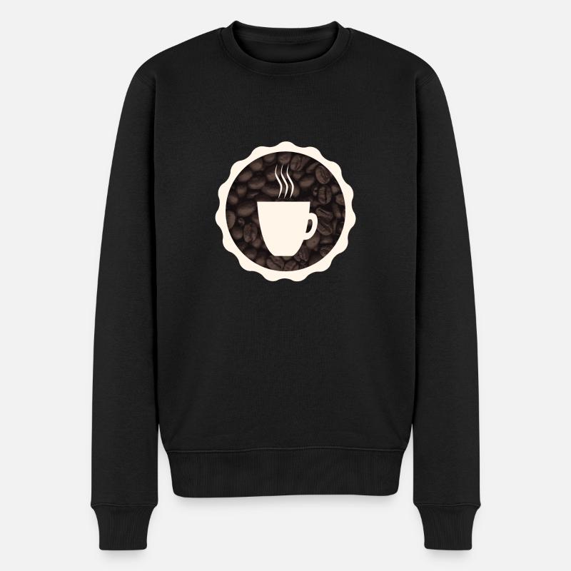 Frischer Kaffee - Männer Premium Bio Pullover - Schwarz