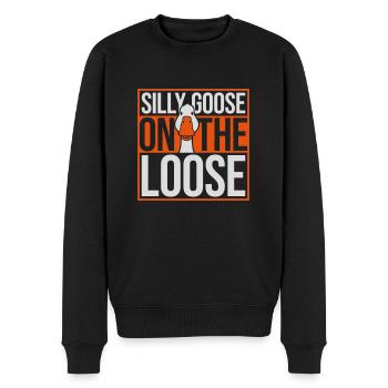 goose on the loose - Männer Premium Bio Pullover - Schwarz - Vorne - Nico (187cm)
