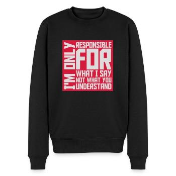 ce que je dis citation - Pull Premium bio Homme - noir - Devant - Nico (187cm)