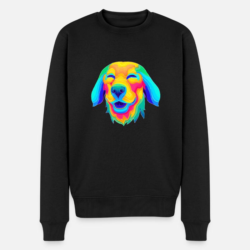 Psychedelischer Hund - Männer Premium Bio Pullover - Schwarz