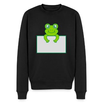 Texte présent bouclier de grenouille - Pull Premium bio Homme - noir - Devant - Nico (187cm)