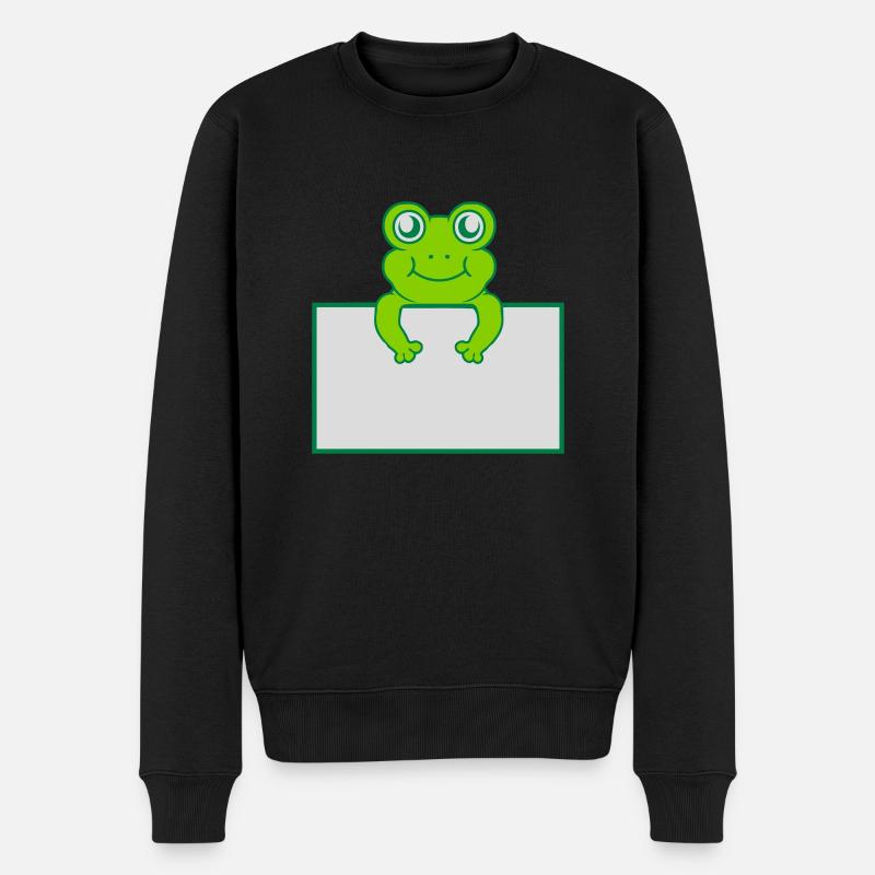 Texte présent bouclier de grenouille - Pull Premium bio Homme - noir